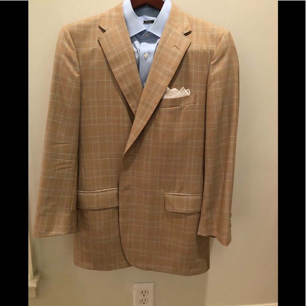 Tom James executive collection tan plaid blazer